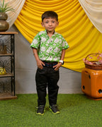 Pistachio Green Floral Kids Shirt