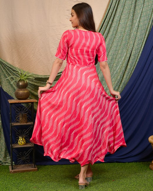 Flamingo Pink Anarkali Maternity Dress