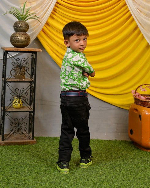 Pistachio Green Floral Kids Shirt