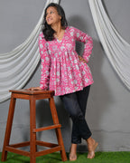 Pink Bloom Short Kurti