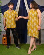 Mustard Kitty Halter Shift Couple Set
