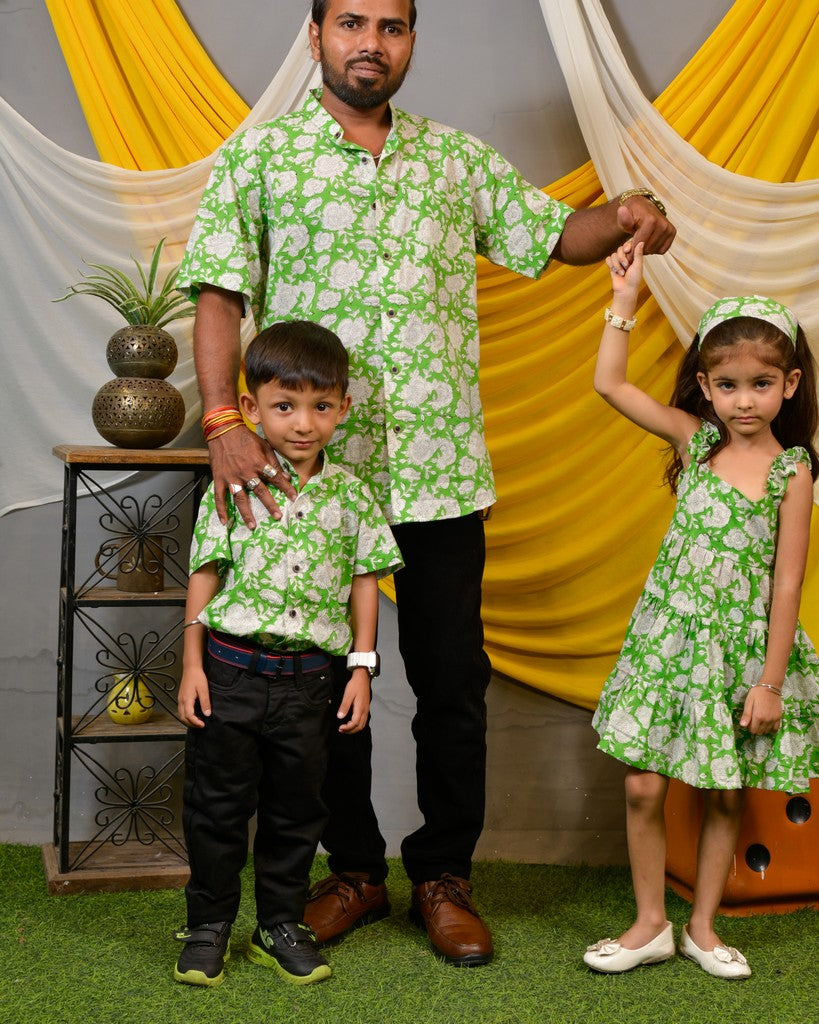 Pistachio Green Floral Father Kid Twining