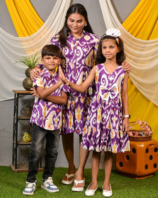 Purple Lisa Frill Collared Mom Kid Twinning