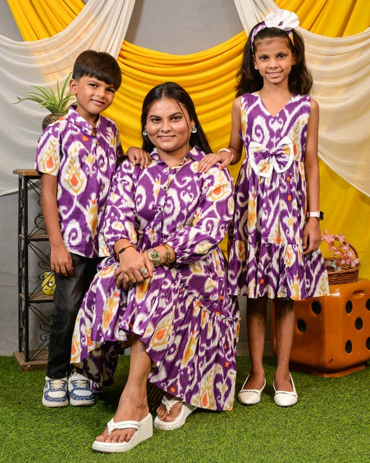 Purple Lisa Frill Collared Mom Kid Twinning