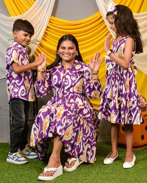 Purple Lisa Frill Collared Mom Kid Twinning