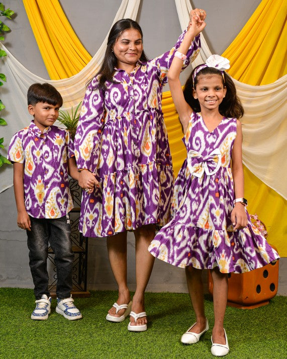 Purple Lisa Frill Collared Mom Kid Twinning