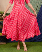 Flamingo Pink Anarkali Maternity Dress