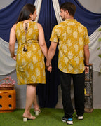 Mustard Kitty Halter Shift Couple Set