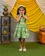 Pistachio Green Floral Kids Dress