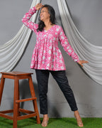 Pink Bloom Short Kurti
