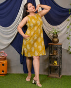 Mustard Kitty Halter Shift Maternity Dress