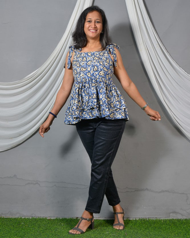 Sapphire floret tie-up short kurti