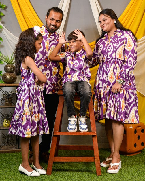 Purple Lisa Frill Collared Family Set