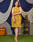 Mustard Kitty Halter Shift Maternity Dress