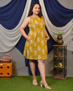 Mustard Kitty Halter Shift Dress