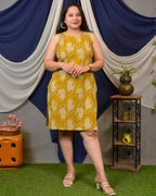 Mustard Kitty Halter Shift Dress