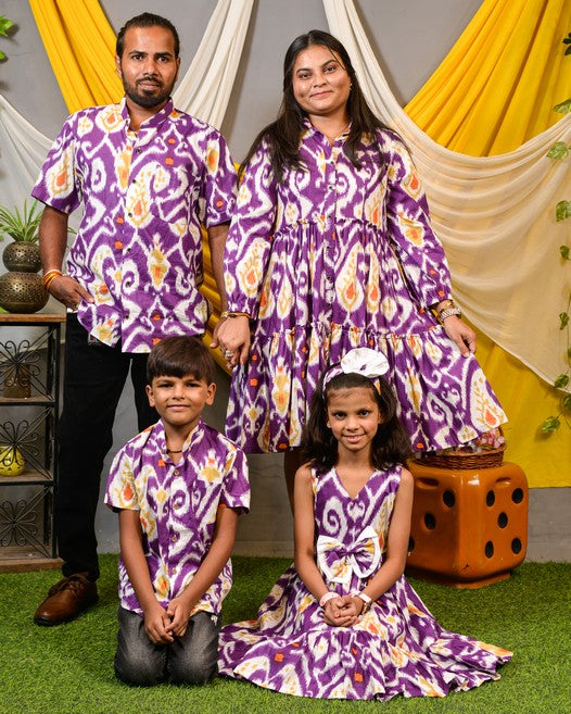 Purple Lisa Frill Collared Family Set