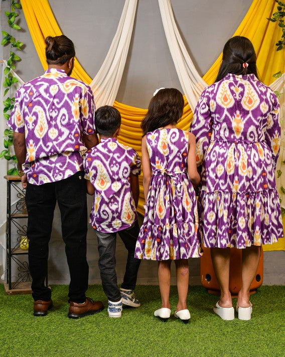Purple Lisa Frill Collared Family Set