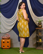 Mustard Kitty Halter Shift Dress