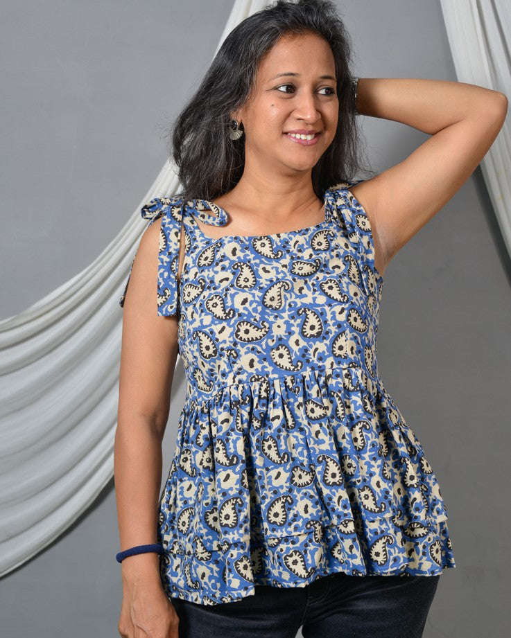 Sapphire floret tie-up short kurti
