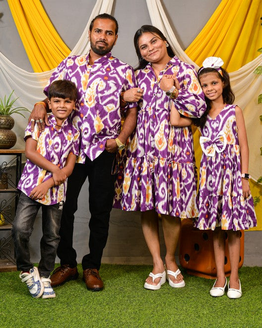 Purple Lisa Frill Collared Family Set