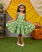 Pistachio Green Floral Kids Dress