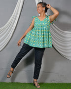 Tiffany blue tie-up short kurti