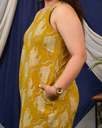 Mustard Kitty Halter Shift Dress