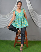 Tiffany blue tie-up short kurti