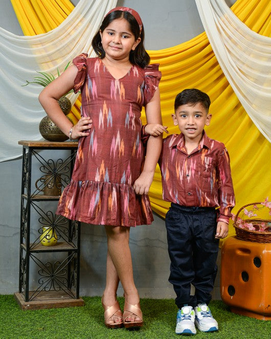 Maroon Panache Short Family Set