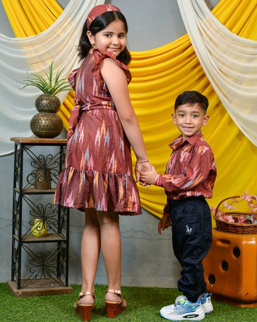 Maroon Panache Short Mother Kids Twinning