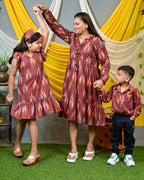 Maroon Panache Short Mother Kids Twinning