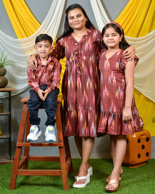 Maroon Panache Short Mother Kids Twinning