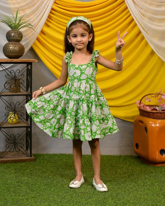 Pistachio Green Floral Kids Dress Secondary image
