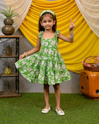 Pistachio Green Floral Kids Dress