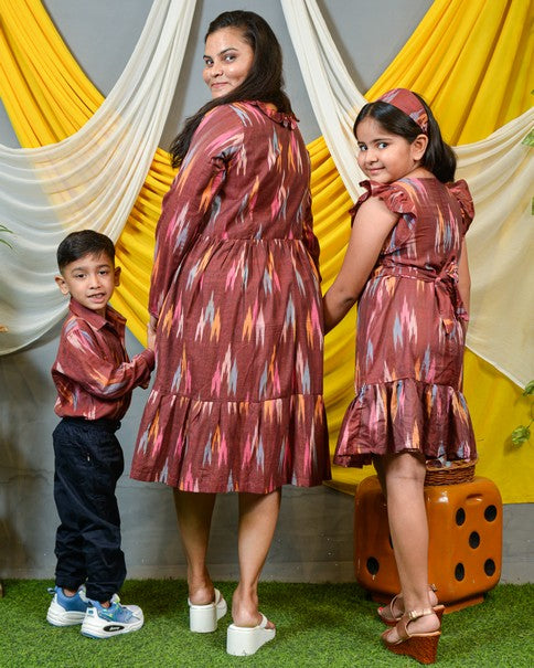 Maroon Panache Short Mother Kids Twinning