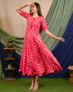 Flamingo Pink Anarkali Maternity Dress