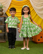 Pistachio Green Floral Family Dress