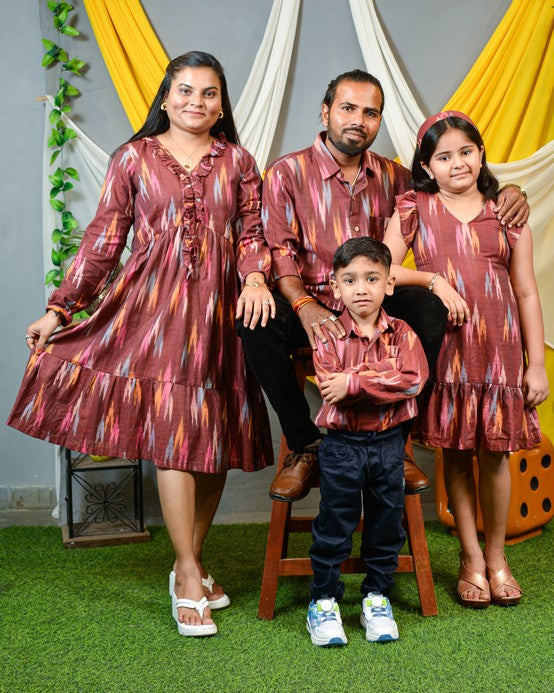 Maroon Panache Short Family Set