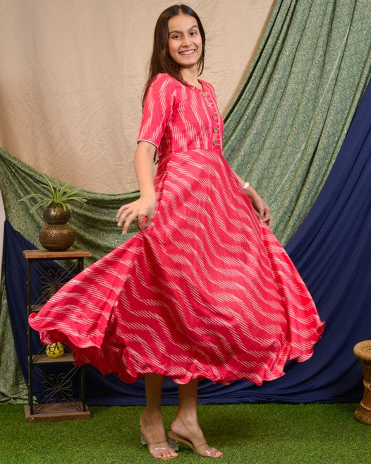 ?Flamingo Pink Anarkali Dress