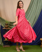 ?Flamingo Pink Anarkali Dress