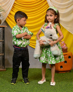 Pistachio Green Floral Mother Kids Twinning