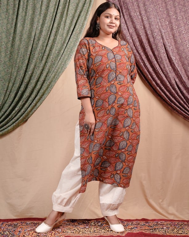 Leafy Brown Straight Kurti