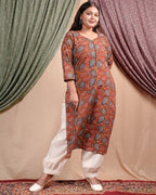 Leafy Brown Straight Kurti