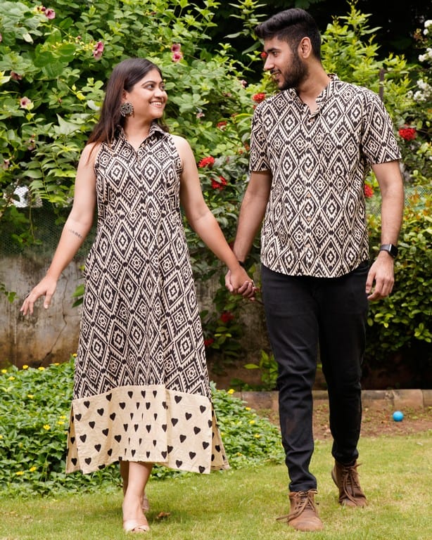 Black Aztec Halter Midi Couple Set