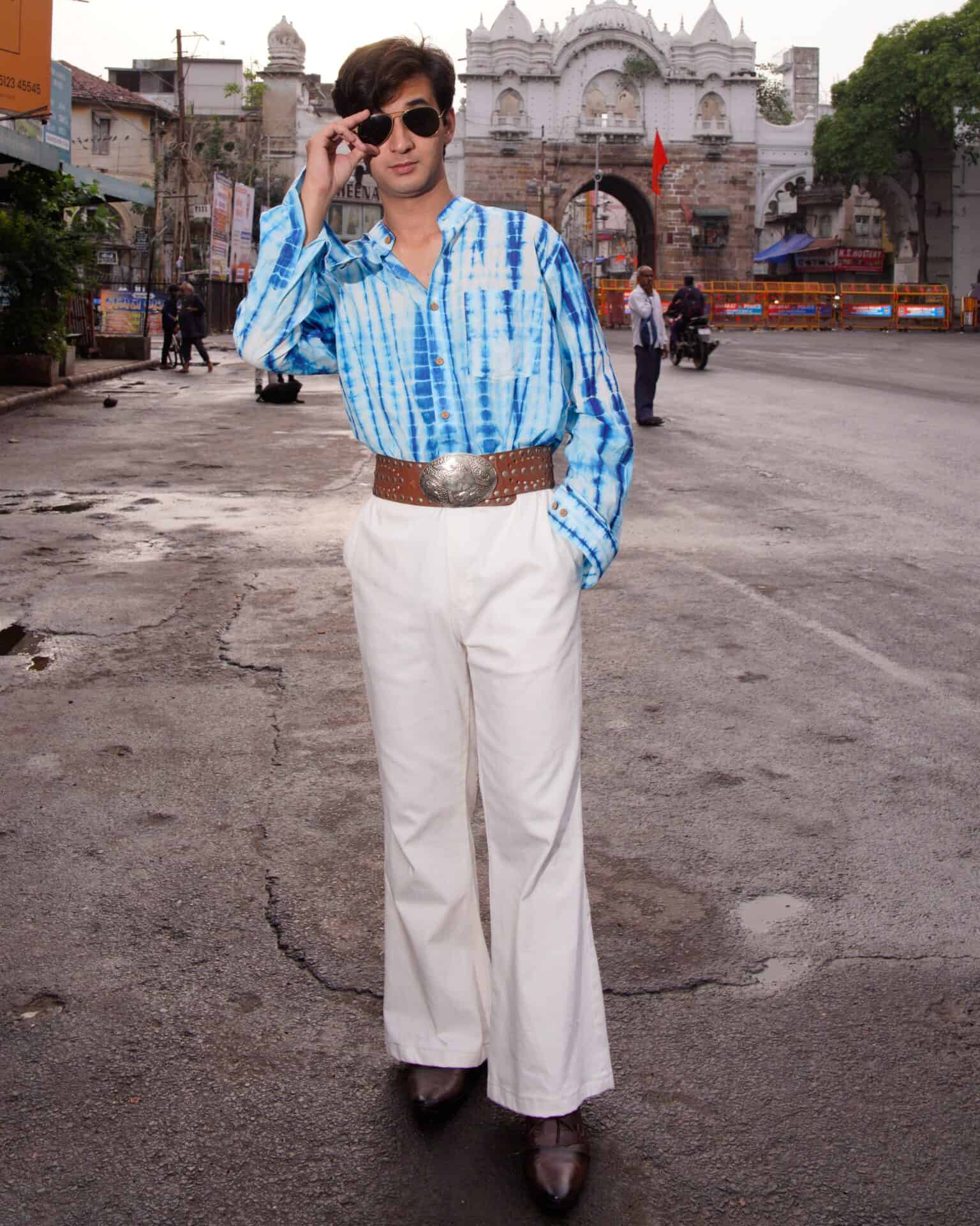 Blue Shibori Retro Shirt Main image