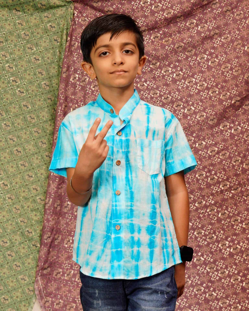 Blue Shibori Kids Shirt