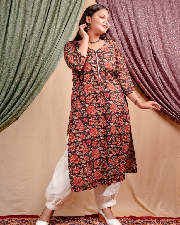 Black Rose Straight Kurti