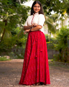 Rose Red Skirt Blouse Maternity Set