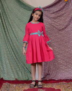 Raspberry Aqua Pink Flair Kids Dress